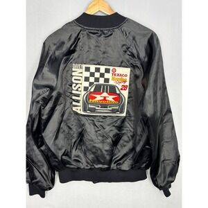 Davey Allison Jacket Texaco Havoline Nascar Satin Bomber Men's Large Black